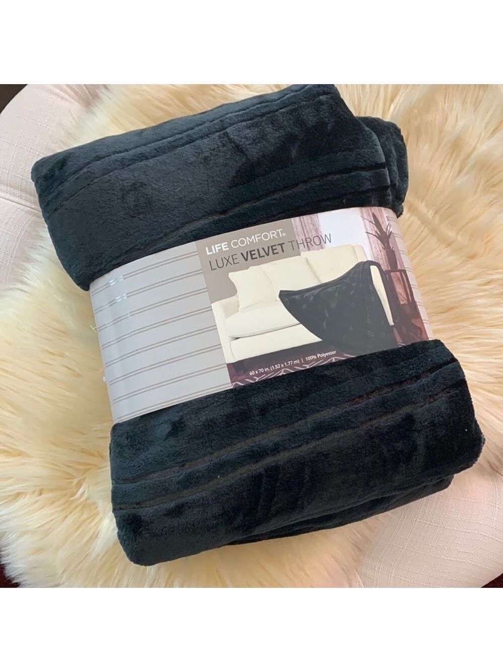 Life Comfort Black Luxe Velvet Throw